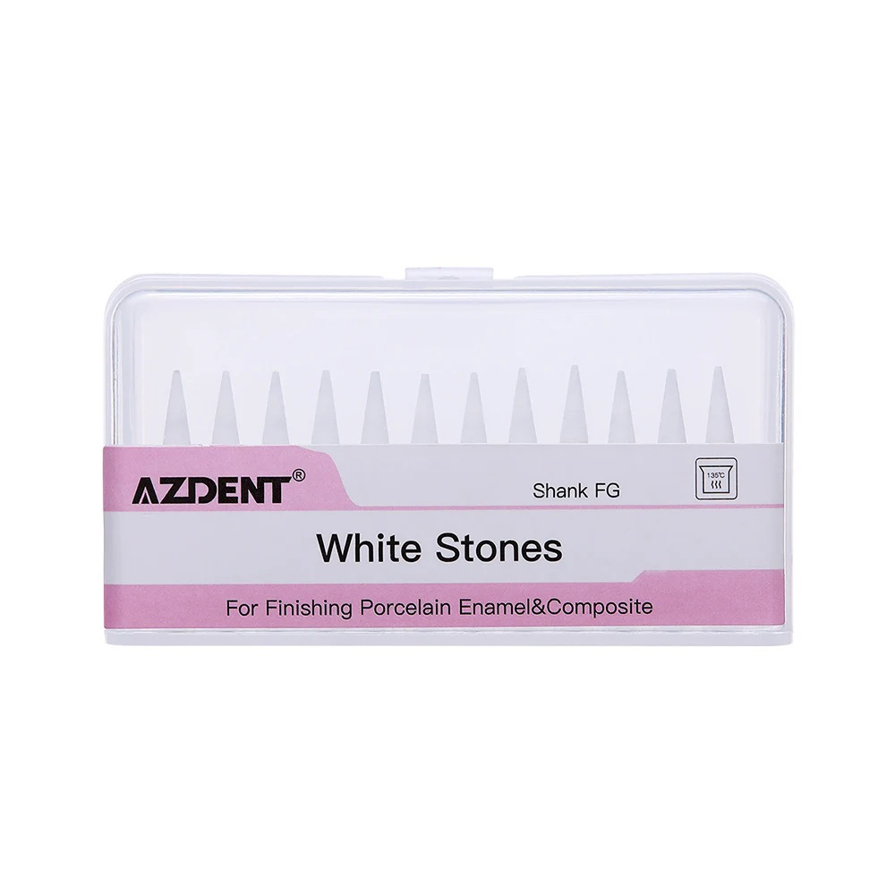 Azdent Dental Flame White Stone Polishing FG Burs 12/Pack Abrasion: black