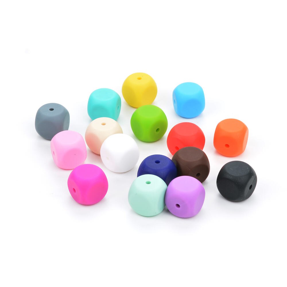 LOFCA-Cuentas sueltas de silicona para dentición de bebé, mordedor de silicón, joyería para masticar, collar sin BPA, 10 Uds.