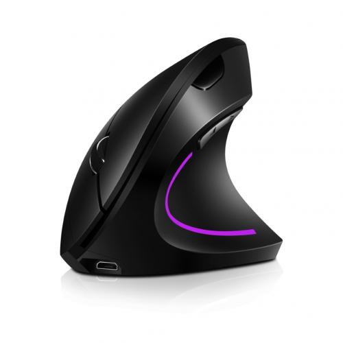 Rechargeable Ergonomic Vertical Mouse Wireless Gaming Computer Mice 2400 DPI USB Optical 5D Pink Mause With RGB Light For Gamer: black