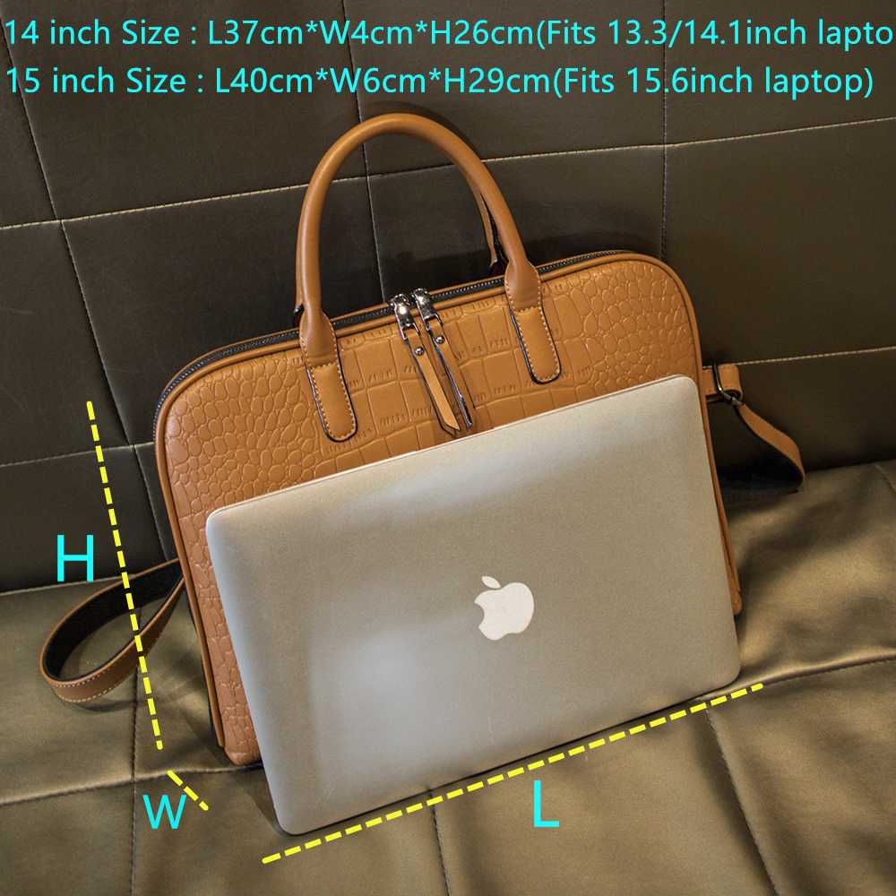 Maletín de negocios para mujer, bolso de mano de cuero, bolsos de mano informales para mujer, 13 14 15 pulgadas, bolso para ordenador portátil, bolsos de hombro para oficina, maletines para mujer