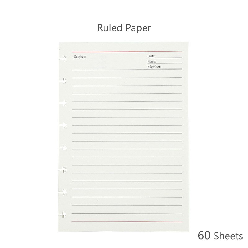 A5 Notepad Inner Paper Mushroom Hole Loose Leaf Notebook Refill Inside Page Binder Inner Page To Do List Line Grid Inside Paper: Ruled