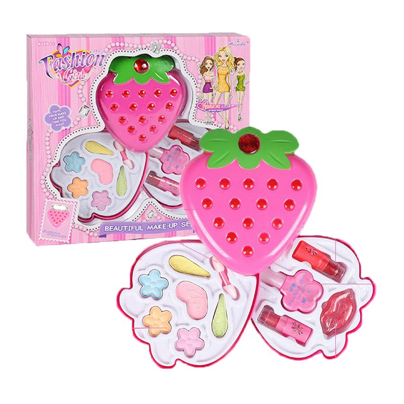 Speelse make-upset voor kinderen, veilig, afwasbaar, niet-giftig, roze make-updoos, cosmetica voor kinderen, speelgoed voor meisjes: D in doos