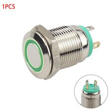 12/16/19/22mm Led Button Switch LED Light Momentary Latching Car Engine Power Switch Waterproof Self Resetting Metal Switch: Green