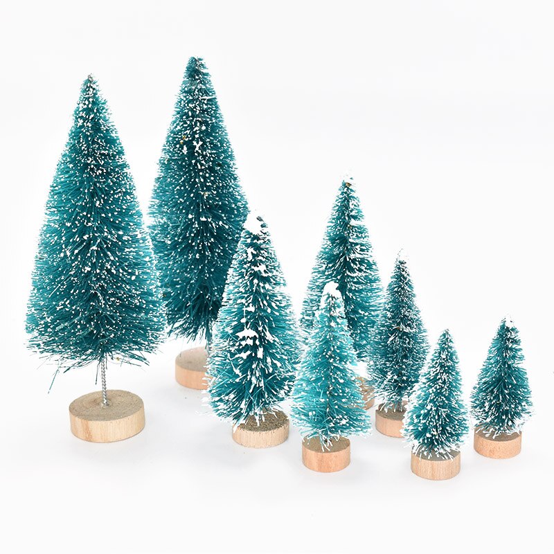 8Pcs DIY Christmas Tree Ornaments Sisal Silk Mini Pine Tree Christmas Decoration For Home Navidad Xmas Year Decor Kids: blue green