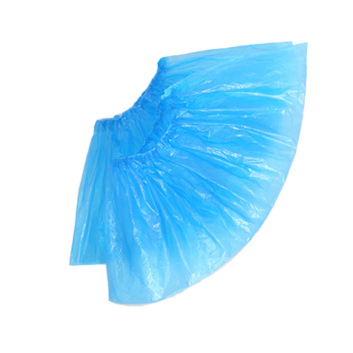 100 stk skoovertræk vandtætte engangssko boot cover plast oversko beskytter solid klar elastik: Blå