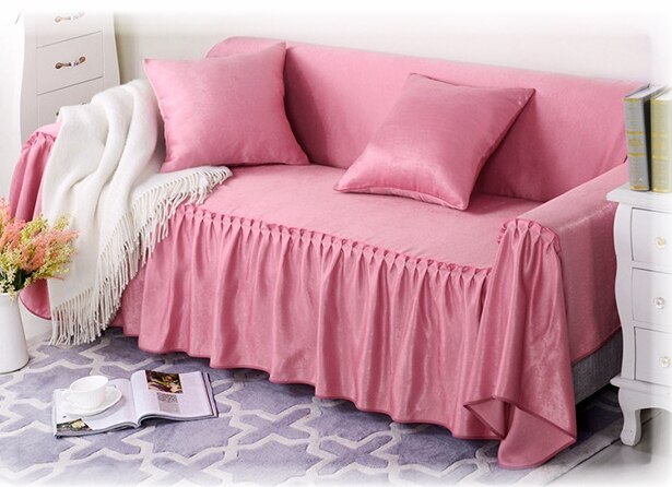 Solid Color Universal Couch Cover for Living Room Furniture Single/Two-seater Sofa Set Slipcovers Four Season: pink / 1-Seater 90-140 cm