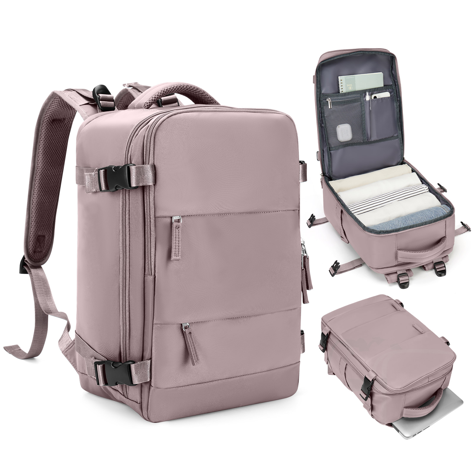 Borsa da cabina 40:*25:*20, zaino da viaggio ad alta capacità approvato dalla compagnia aerea, borsa per laptop da lavoro impermeabile appositamente progettata per uomo: Di Colore Rosa caldo