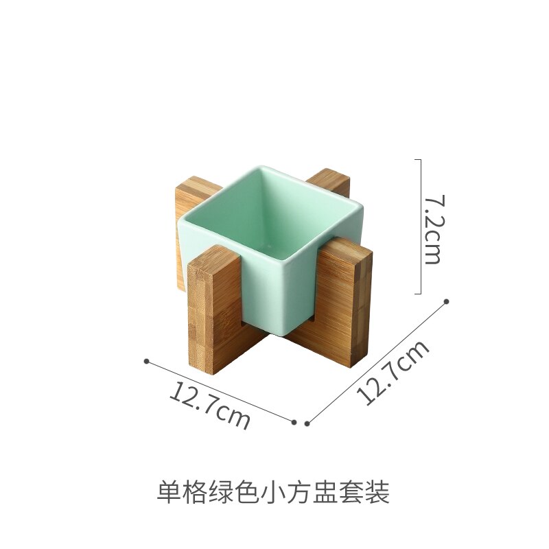 Ceramic Snack Platter Solid Color Dessert Bowl Japanese Taste Dish Home Desktop Dried Fruit Tableware Combination: B--green