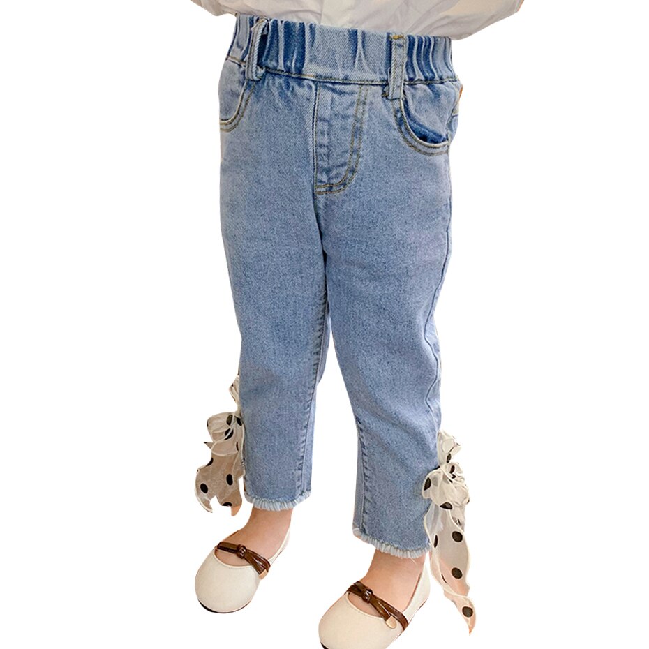 Jeans per bambini Bow Girl Jeans Dot Jeans per bambini ragazze stile Casual vestiti per bambina primavera autunno