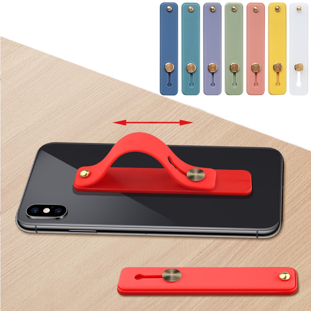 Candy Color Finger Ring Holder Silicon Phone Hand Band Holder For iPhone Wristband Strap Push Pull Grip Stand Bracket