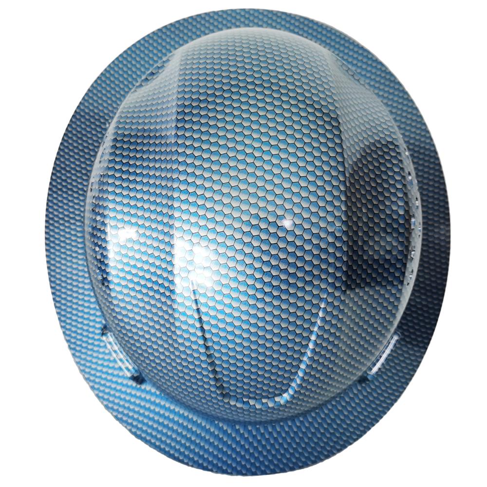 DARLINGWELL Full Brim Hard Hat FRP Safety Helmet Vents Blue Carbon Fiber Pattern Work Construction Hat Railway Metallurgy Mine