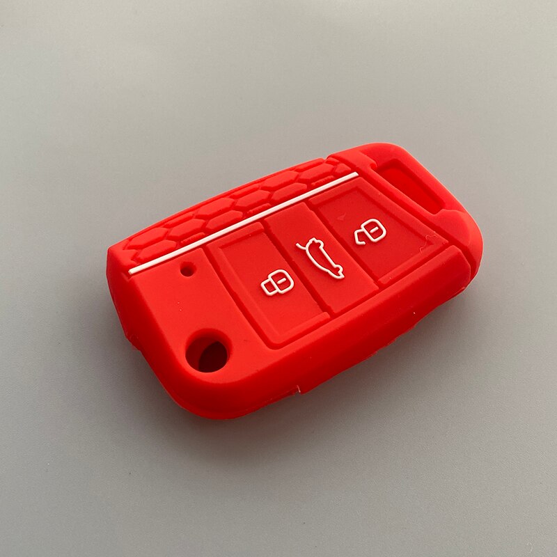 Funda de Gel de sílice para llave de coche, cubierta de 3 botones para Volkswagen Golf 7 mk7 Seat Ibiza Leon FR 2 Altea Azteca para Skoda Octavia: Rojo