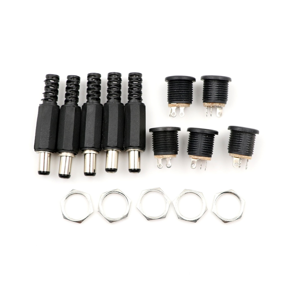 Enchufes macho de plástico de 12V y 3a + enchufe hembra, Conector de montaje en Panel, suministro eléctrico, 10 piezas