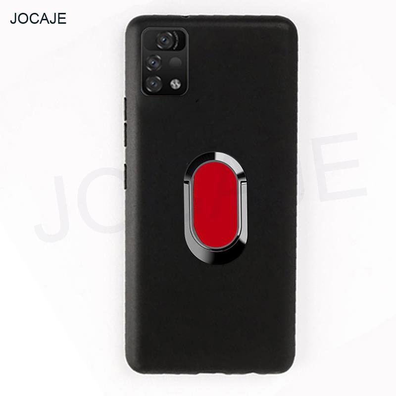 2 In 1 Zachte Siliconen Magnetische Stand Telefoon Case Voor Umidigi A11 Pro Max Gehard Glas Screen Protection Flim Back cover Capa: Red