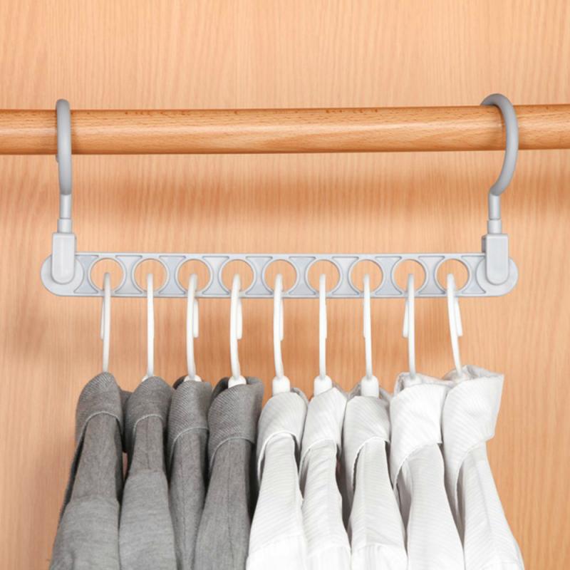 9 holes Clothes Hanger Organizer Space Saving Hanger Multi-function Folding Magic Hanger Drying Racks Scarf Clothes Storage
