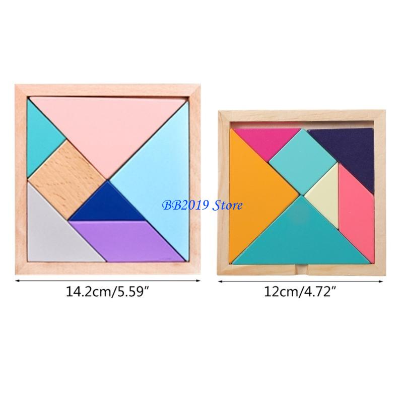 Q0kb wooden puzzles, colorful tangram puzzle board, cutting puzzle, toddler, baby, educational sorting game, preschool age