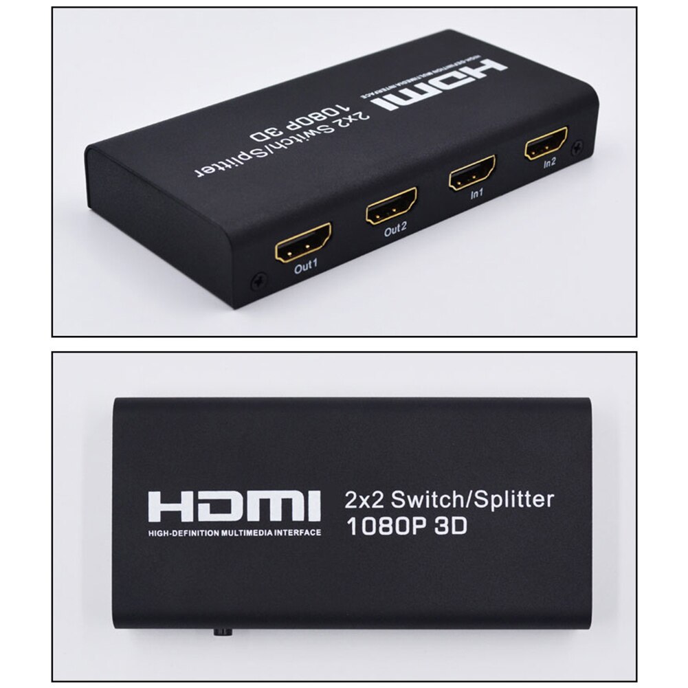 2X2 Hdmi 1.3b Switch Splitter Ondersteuning 1080P 3D Met Afstandsbediening Led Indicator