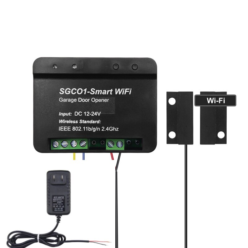 Mobil app trådløs fjernbetjeningsmodul til sving skydedør døråbner smart wifi garageport åbner modtager controller: Med sensoradapter