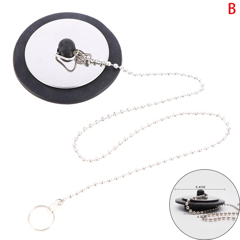 Rubber Choke Bathtub Drain Stopper With Chain Bath Plug Drain Tub Stopper: B