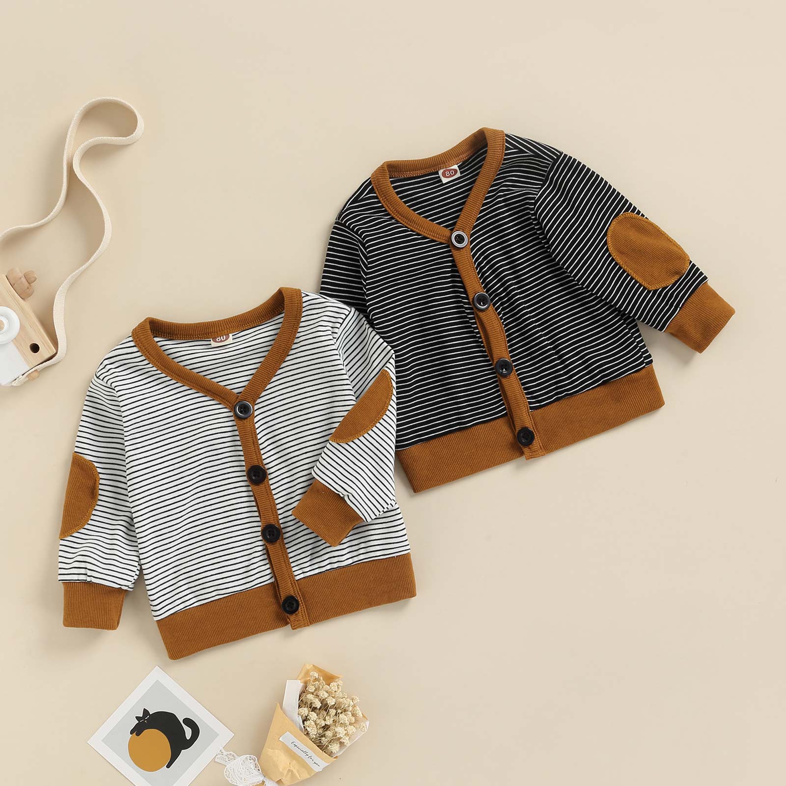 Baby Baby Jongen Meisje Lente Herfst Kleding Baby Jassen Streep Patchwork Lange Mouwen Single-Breasted Jassen Kleding