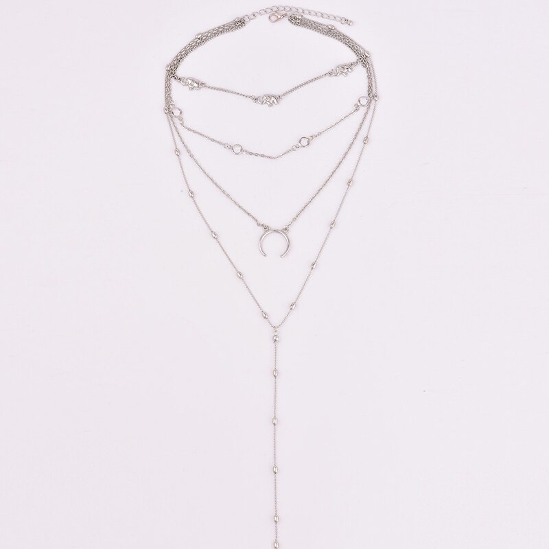 SUMENG 2022 New Bohemia Moon catena circolare collana multistrato Color argento con pendente per gioielli da donna di personalità