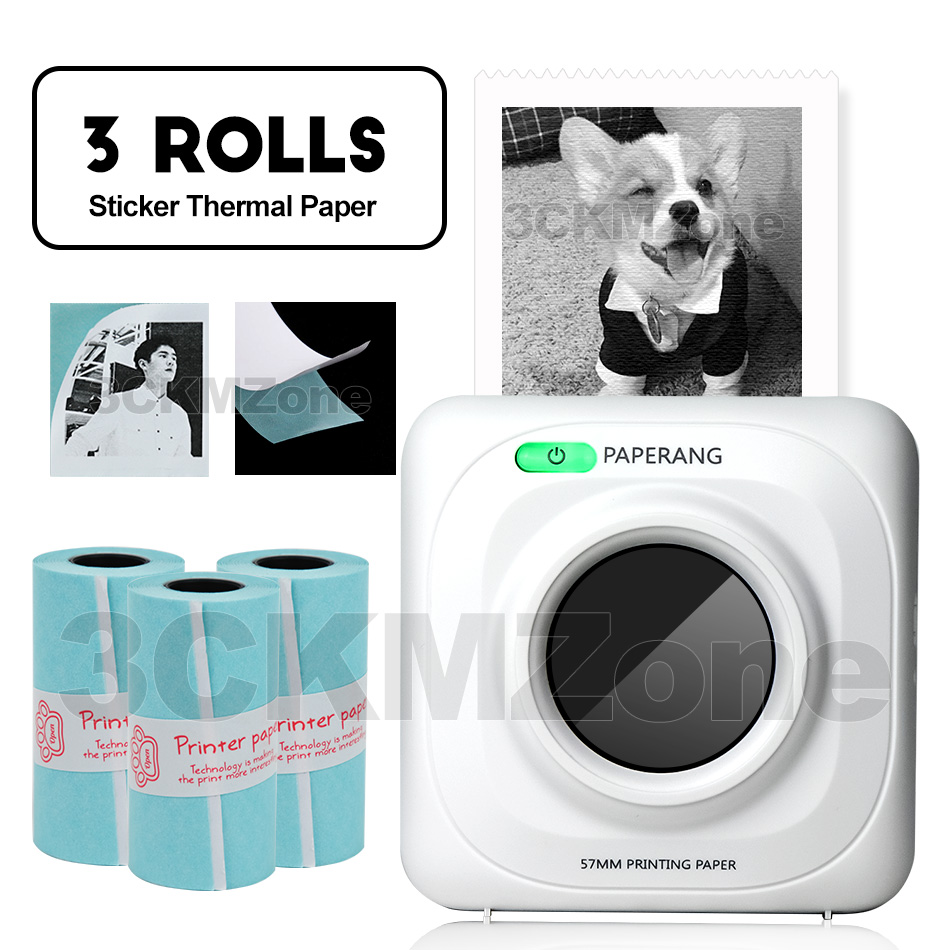 Paperang P1 Mini Bluetooth 4.0 Thermische Foto Printer Foto Telefoon Zak Printer Voor Android Ios Telefoon Pocket Inktloze Printer: Add 3Sticker Paper
