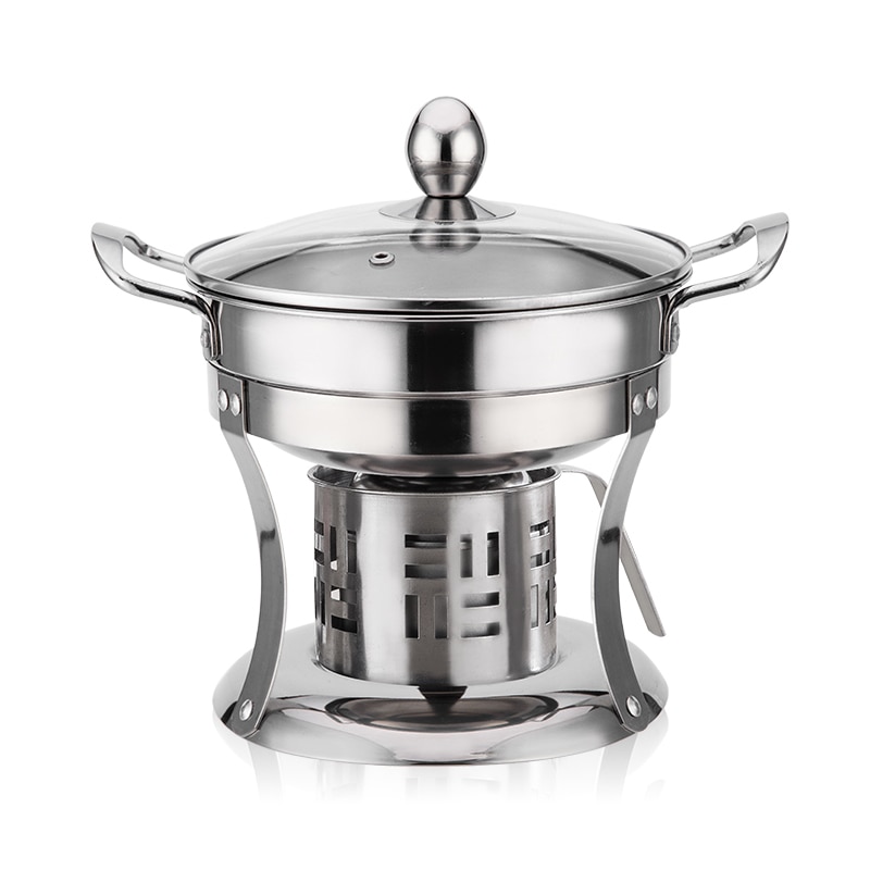 Stainless steel small chafing dish solid liquid alcohol environmental protection oil stove household one person pan pot