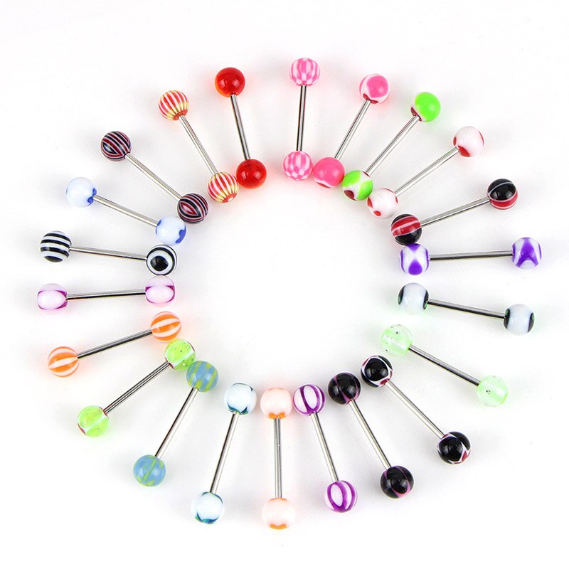 10/20 stks/pak Tepel Ringen Tong Barbell Crystal Ball Disco Bar Kleurrijke Body Piercing