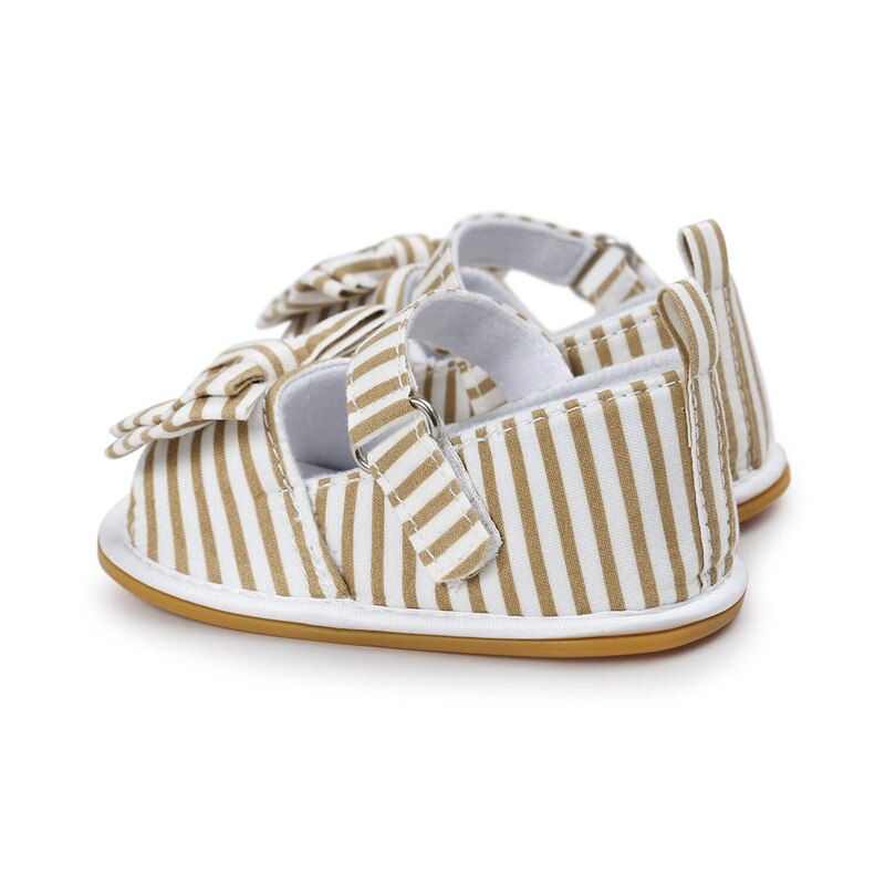 Peuter babymeisjes schoenen schattig mooie zomer katoenen stoffen sandalen gestreept geruit denim strik antislip zacht 0-18m klompen