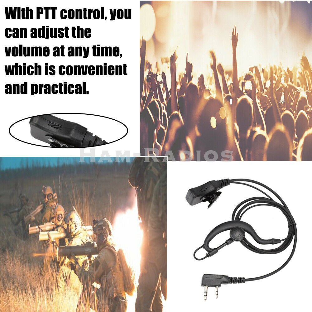 YiNiTONE talkie-walkie écouteur peut accorder volume g-forme écouteur PTTHeadsetfor Baofeng Kenwood TYTRadio