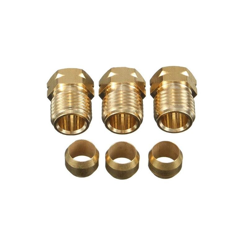 3- vägs t-delat t-bromsrör med 3 m10 hanmuttrar kort metrisk koppar