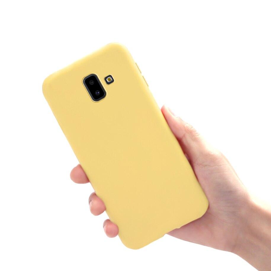 Etui na telefon do Samsung Galaxy J6 2018 okładka cukierki kolor dla Fundas Samsung J6 2018 J600F J6Plus J6 + J 6 Plus 2018 Case miękkie Capa: J6 Plus 2018 / Yellow