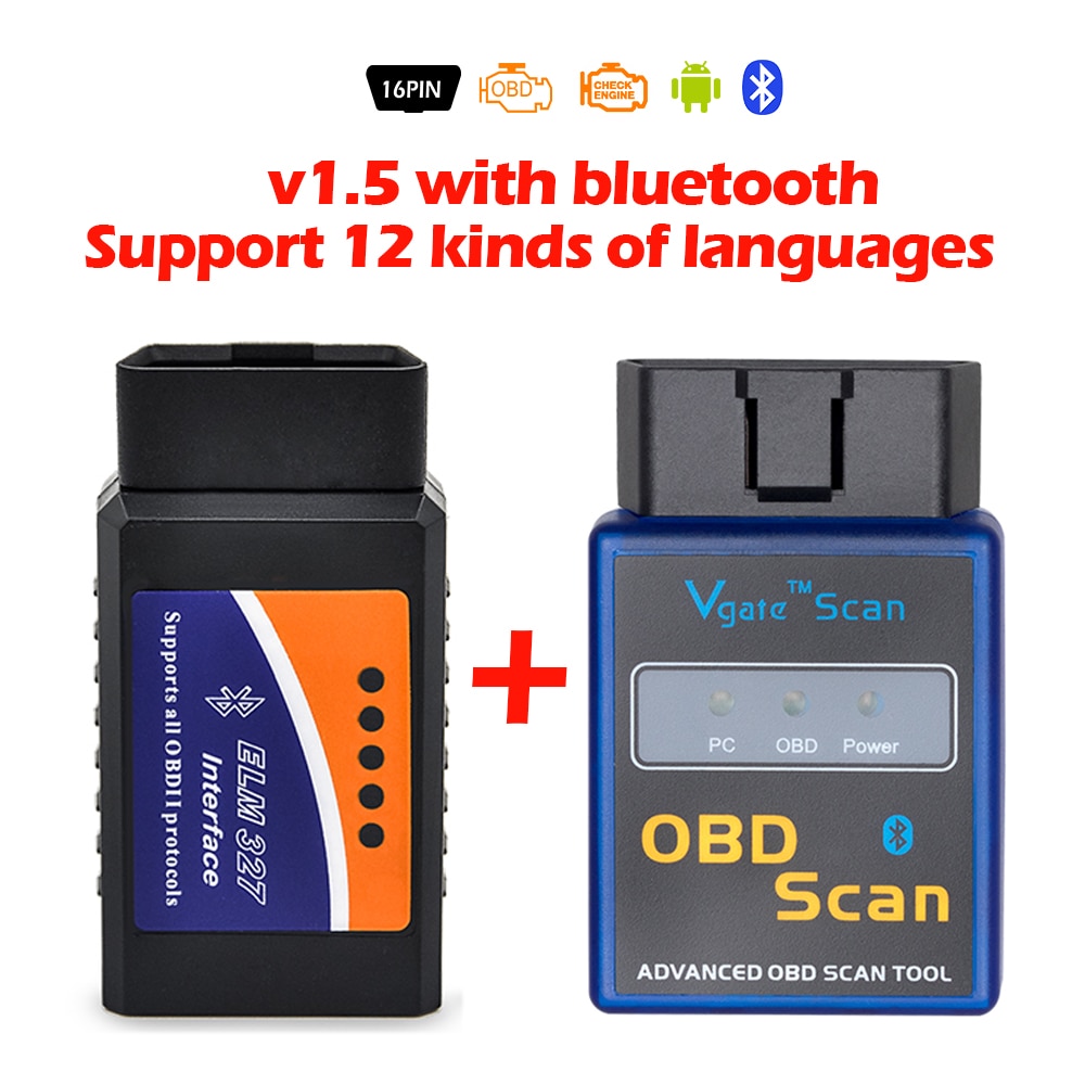elm327 V1.5 obd2 Bluetooth OBD2 outil de diagnostic automatique ELM 327 v 1.5 mieux que elm327 v2.1 lecteur de code parter