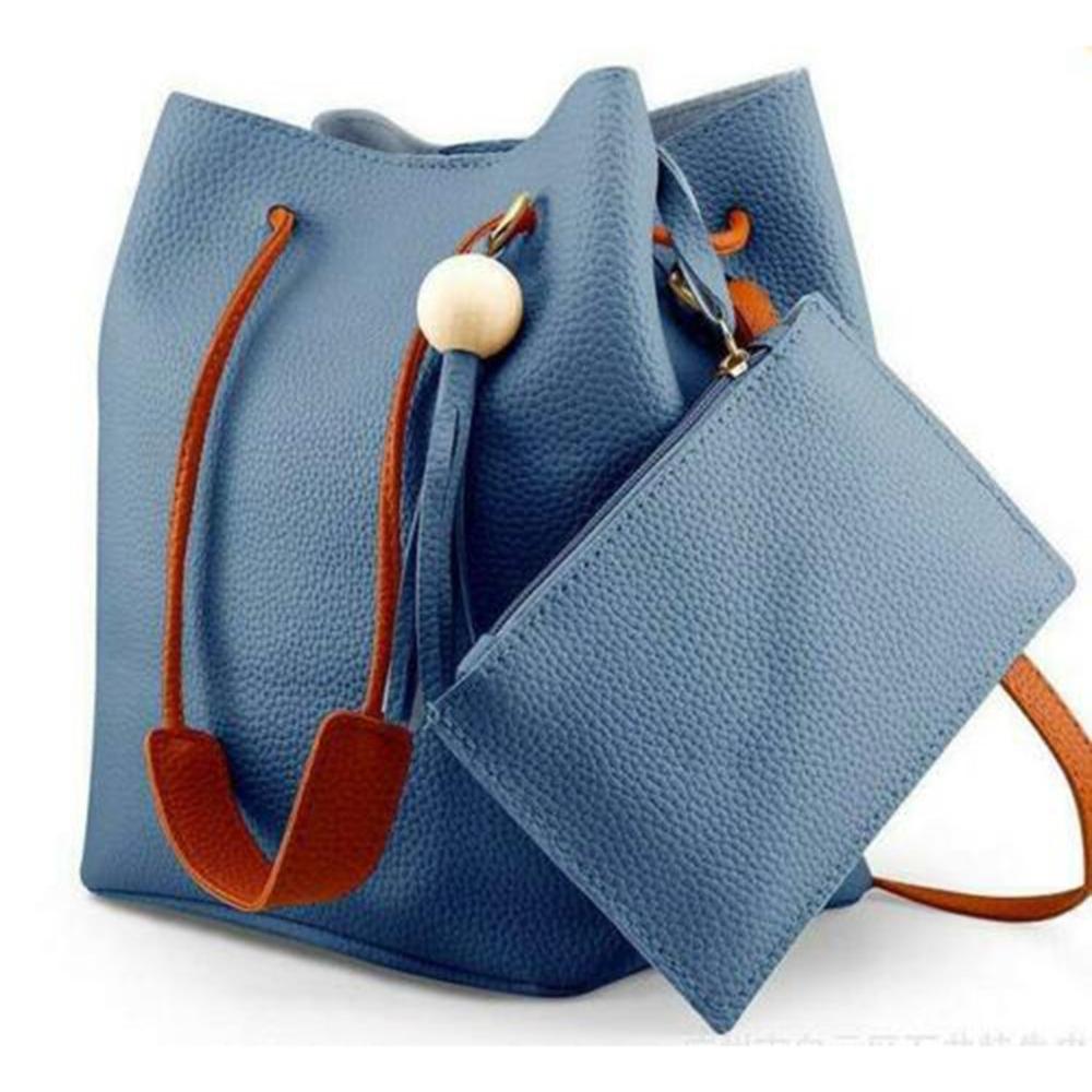 Dames leren tassen dames kwastjes portemonnee schoudertas handtas messenger tas crossbody tassen bucket bag torebki damskie: Blauw
