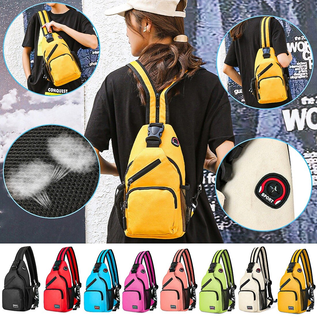Vrouwelijke Tas Unisex Borst Pack Schouderriem Rugzak Crossbody Tassen Voor Vrouwen Sling Schoudertas Reizen Sport Taille Packs