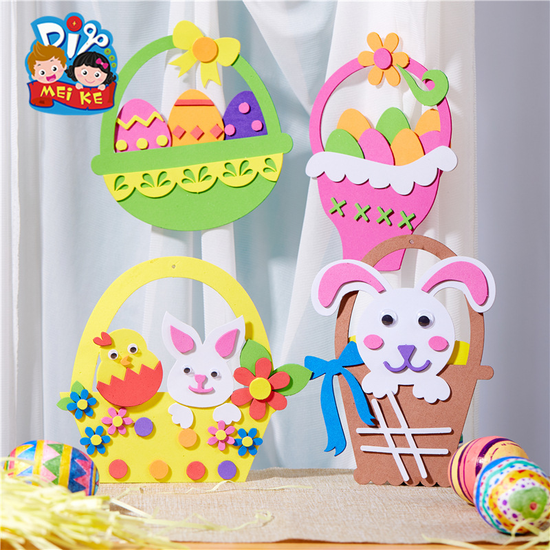 Easter Handmade Flower Basket Crafts Kids Material Package Parent-child Puzzle DIY Children's Toys