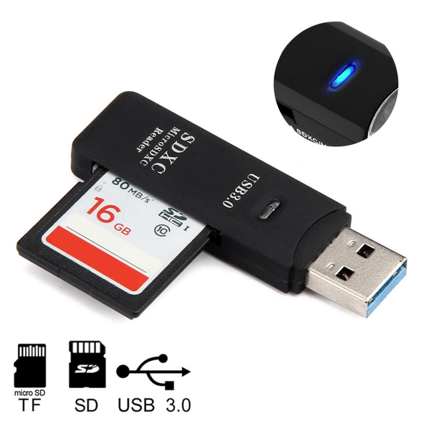 Micro sim sd card reader usb 3.0 lettore di schede 5Gbps Super Speed USB 3.0 Micro SD/SDXC Carta di TF lettore di Adattatore Nero Per Mac OS Pro