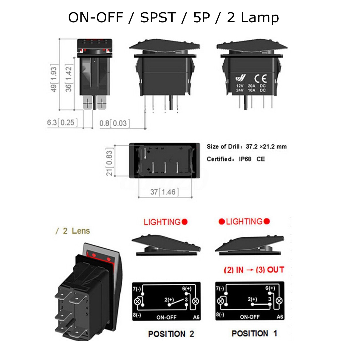 1 stücke 12V 24V Auto Stiefel Wohnwagen Rocker Schalter Wasserdicht Rocker schalten Dual Blau LED Licht Bar 4x4