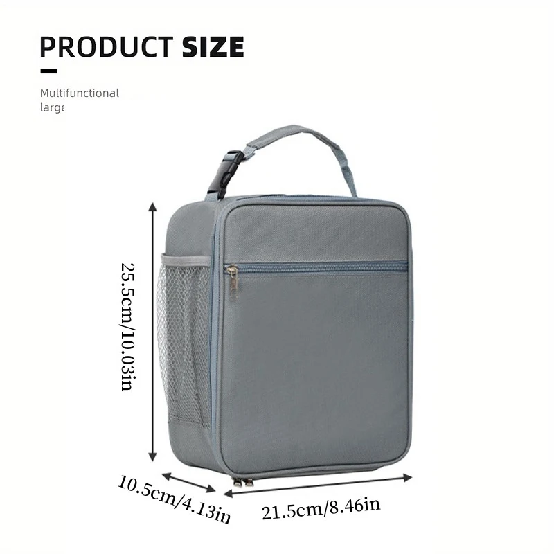 Portable Large Capacity Insulated Lunch Box, Reusable Lunch Bag for Men Women, Waterproof Oxford Cloth Insulated Cooler Bag