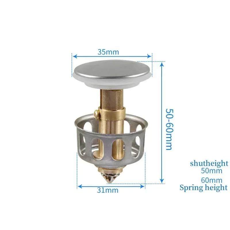 Universal Metal Bathtub Strainer Plug with Pop-up Drainer Waste Stopper Basin Drains Hair Catcher - Bathroom Accessory