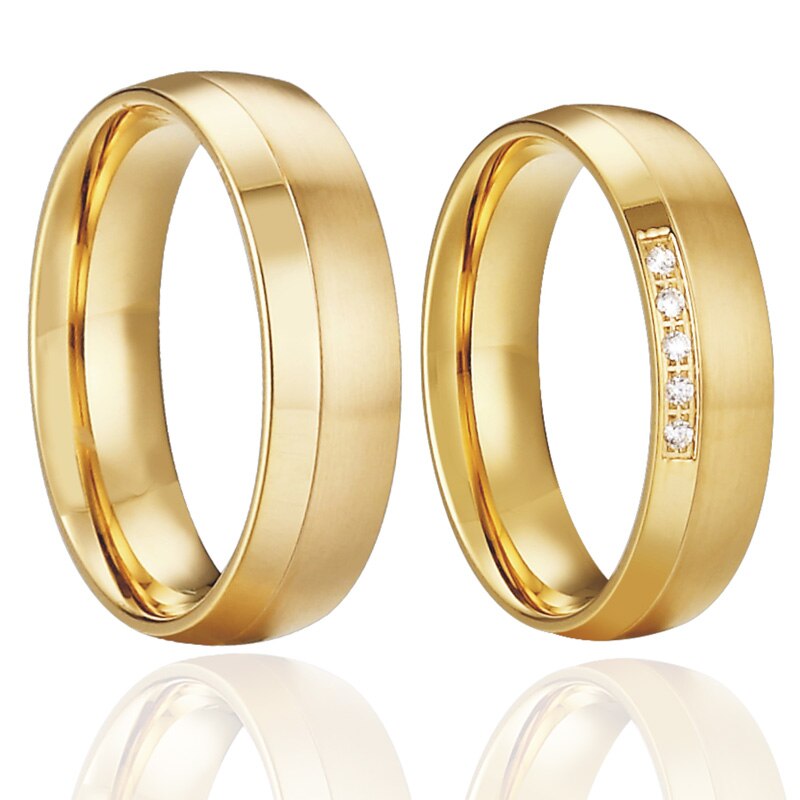 Golden Lover 'S Sieraden Alliantie Anniversary Engagement Paar Trouwringen Voor Mannen En Vrouwen Huwelijk Vinger Ring