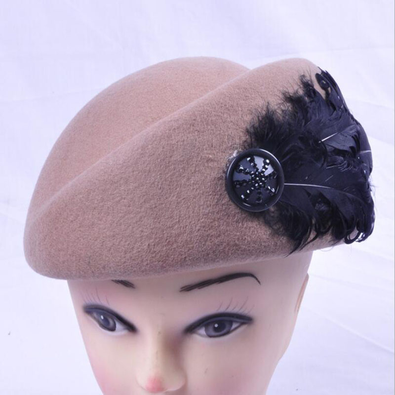 Australian Hats Wool Feather Bow Airline Stewardess White Women&#39;s Fedora Caps Formal Lady Hat Royal Style Domechapeu
