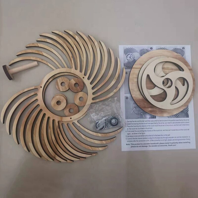 Retro 3D Handmade Wooden Windmill Reversal Statue Rotating Sculpture For Garden Decorations