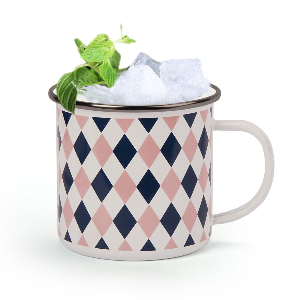 500 Ml Emaille Koffie Mok Creatieve Kleurrijke Gedrukt Ontbijt Cup Met Handgreep Melk Thee Cup