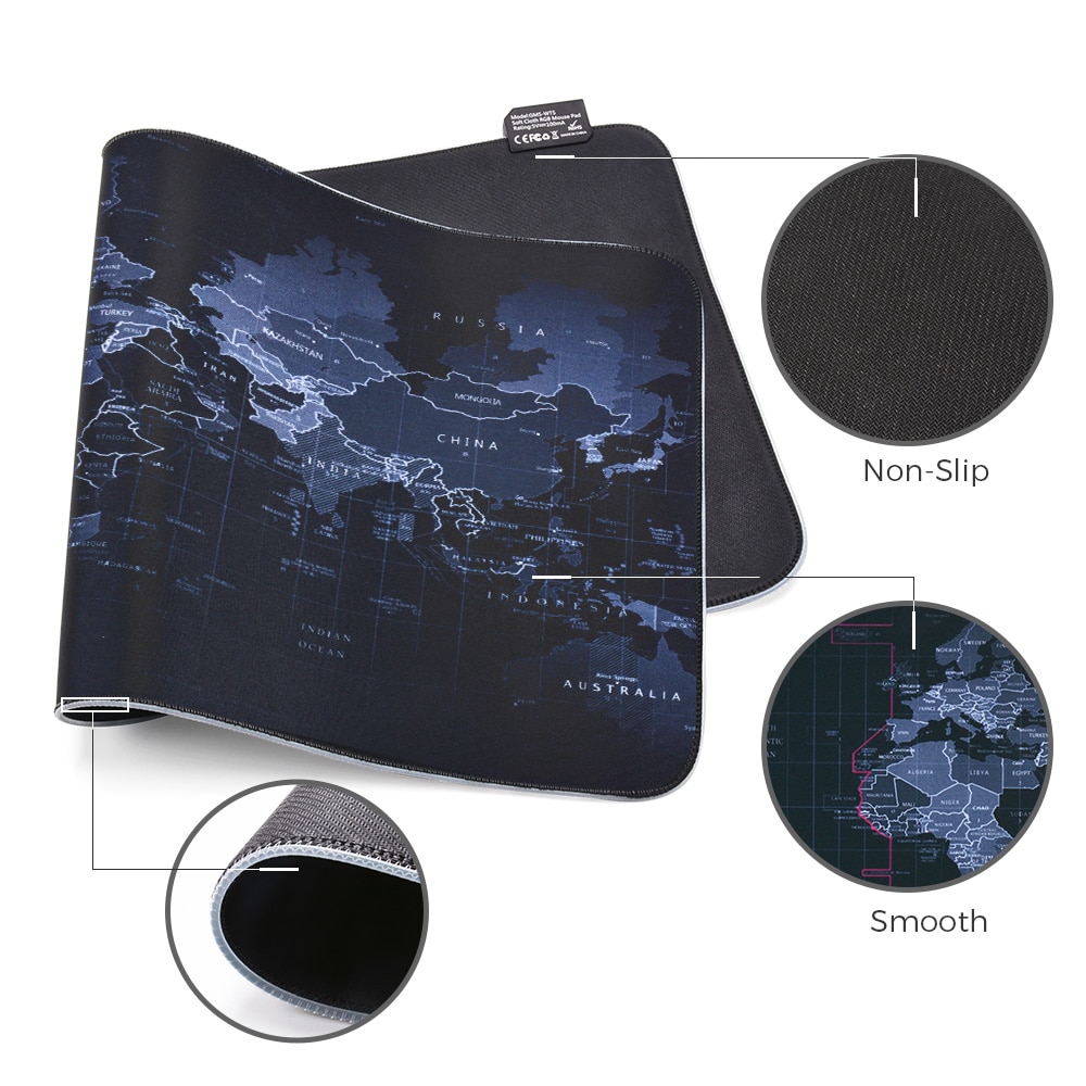 World Map Gaming MousePad Locking Edge Anti-slip Natural Rubber Mouse Pad LED Light Mousepad RGB Desk Mat for Warcraft Dota LOL