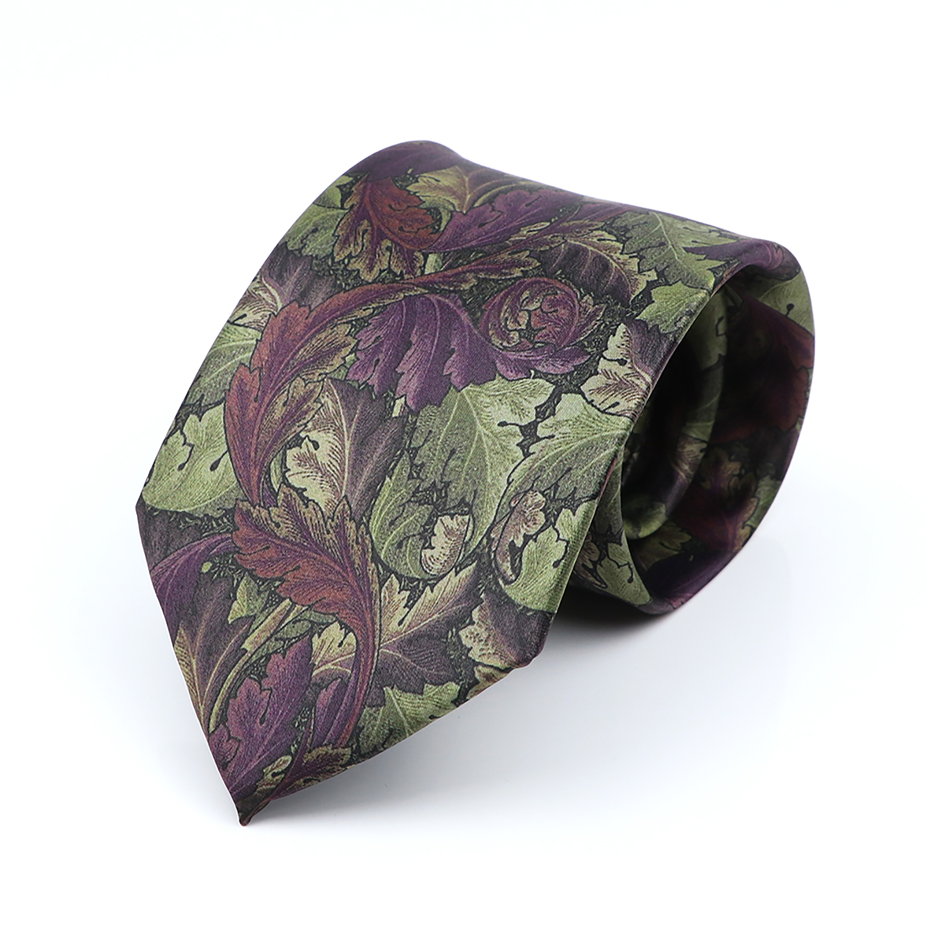 Stropdas in elandstijl met bloemenprint, gemaakt van zacht aanvoelend groen polyester, geschikt voor mannen en vrouwen, voor bruiloften, feestjes en casual gelegenheden.