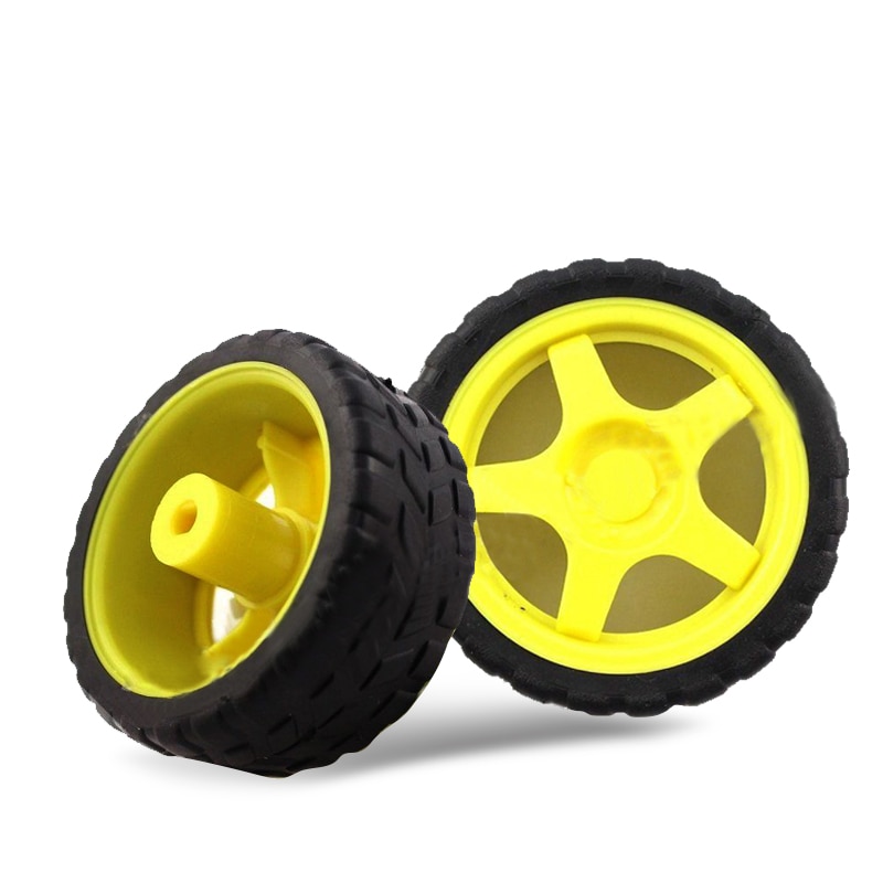 WOTT-4 Pcs For Arduino Smart Car Robot Plastic Tire Wheel with DC 3-6V Gear Motor