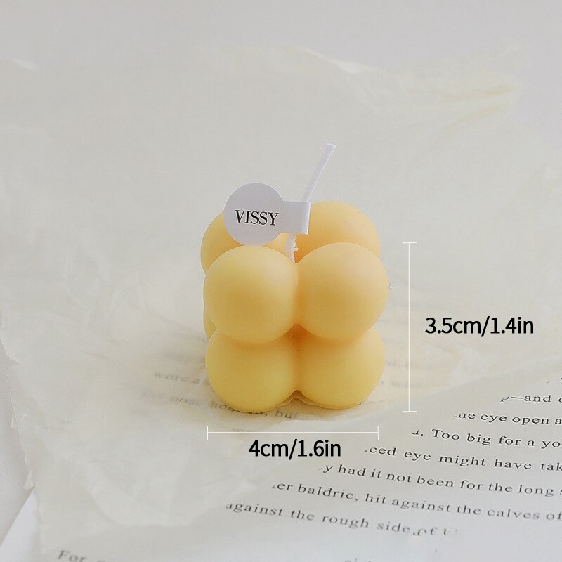 Bubble Cube Aromatherapy Candle Mini DIY Scented Candles Relaxing Birthday Handmade Home Decoration Party Photo Props: Yellow 4x3.5cm