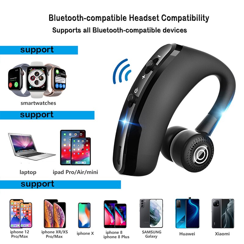 Vaorlo V9 Bluetooth Oortelefoon Sport Driver Auto Draadloze Hoofdtelefoon Met Mic Hd Handsfree Bellen Stereo Muics Business Headsets V8