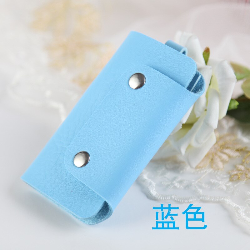Pu Lederen Sleutel Portemonnee Kaarthouder Leuke Business Organizer Huishoudster Case Sleutelhanger Portemonnees Mannen Vrouwen Pocket Autosleutels Bag: Blauw
